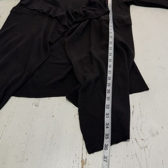 EILEEN FISHER Cardigan Large Black Italian Yarn Open Front Sweater Lagenlook - Picture 10 of 11